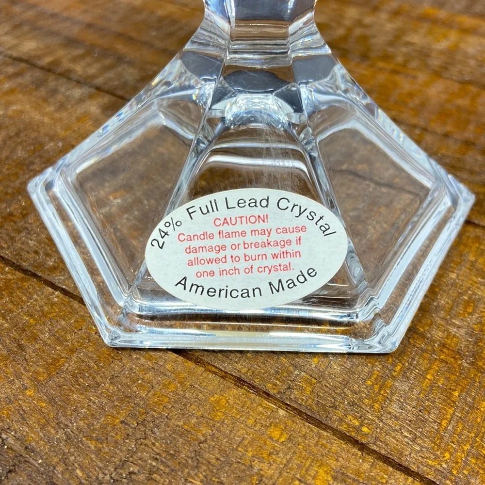 24% Full Lead Crystal Candle Stick Holders Vintage. Set of 2 American Made